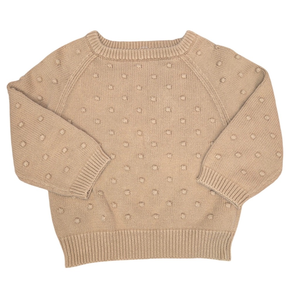 Jamie Kay Girls 5Y Pullover Sweater Tan Camel Long Sleeve Popcorn Knit Crew Neck